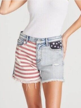 Driftwood Free People American Flag Denim Lulu Shorts Size 26
